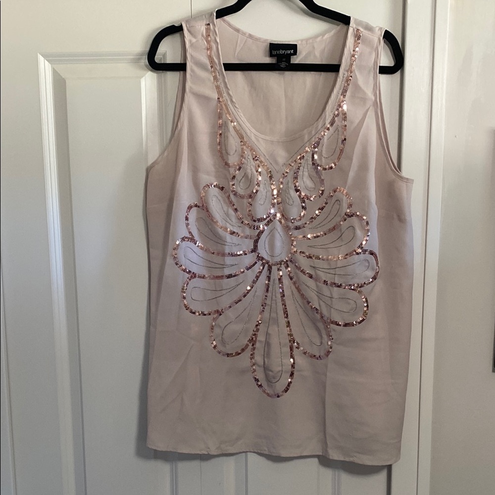 Lane Bryant Tan Gold Sequin Sleeveless Tank Top